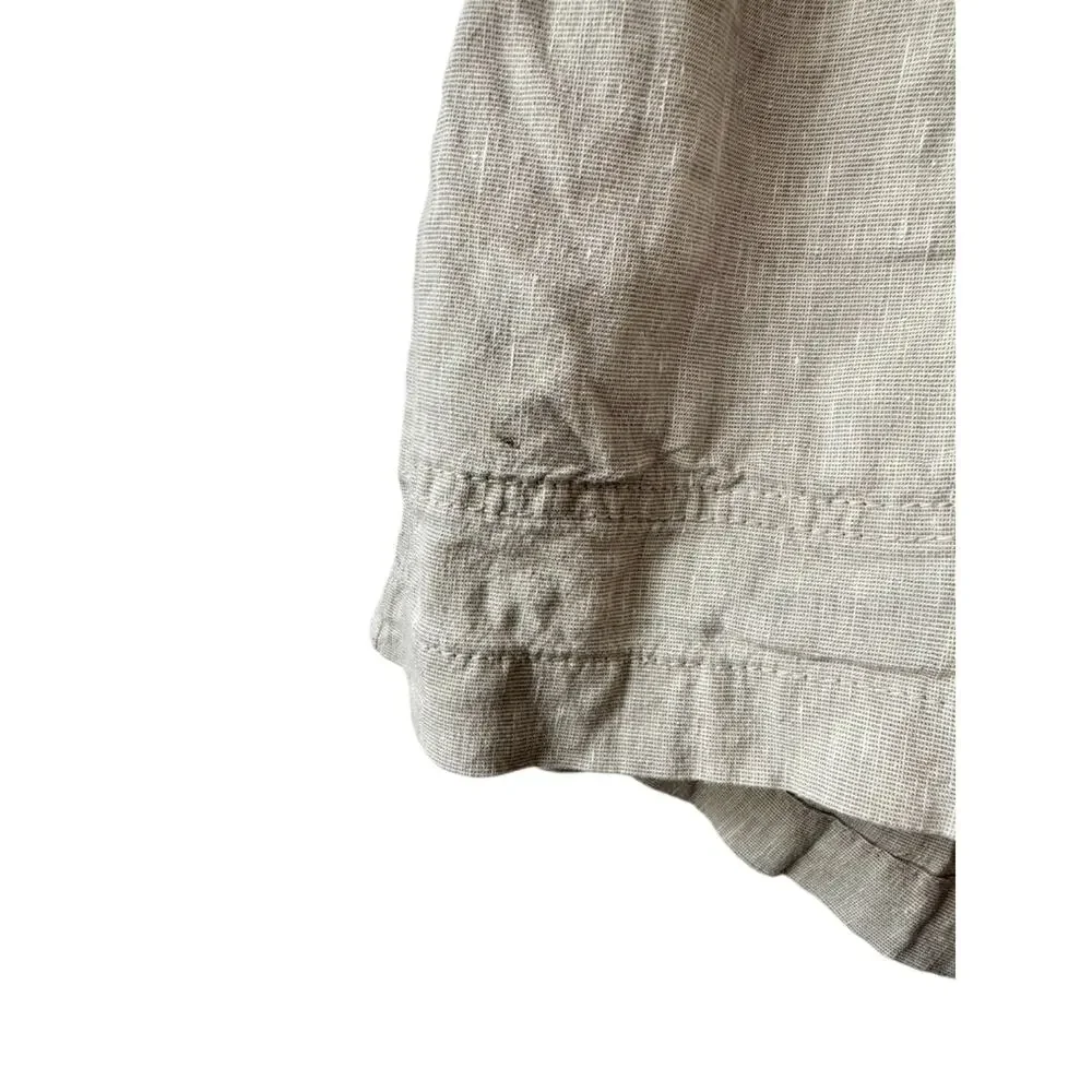 Loft Lou & Grey Beige Oatmeal Tie Front Linen Blend Shorts Women's Size Small